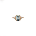 aquamarine 2.30 carat engagement ring in 14k white yellow gold | emerald cut 9x7mm