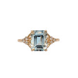 Tia Aquamarine 14K White Yellow Gold Engagement Diamond Ring | Emerald Cut 9x7mm