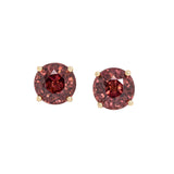 Roxy 14K Solid Gold Red Zircon Stud Earrings | Round 6.5mm
