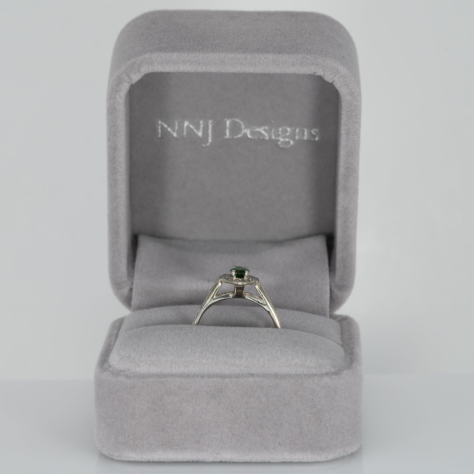 14K yellow gold marquise tsavorite garnet estate ring with diamond accents