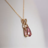14K yellow gold pink tourmaline pendant