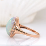 Harriet 14K Solid Rose Gold Ethiopian Opal and Diamond Ring | OV 17x13mm