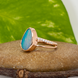 Maria Solid 14k Gold Boulder Opal Ring with Natural Diamond Accents, 13.4x3.6mm