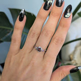14K white gold purple spinel ring with purple sapphire accents