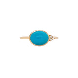 Amaris 14k Solid Gold Sleeping Beauty Turquoise Ring with Natural Diamond Accents | Oval 10x8mm