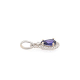 Yuvi Solid 14K Gold Purple Sapphire Pendant with Natural Diamonds Accents, 7x5mm
