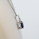 Minimalist Blue Sapphire and Natural Diamond Accent Pendant in Solid 14K Gold, Elegant Gemstone Pendant: Anniversary & Special Occasion Gift
