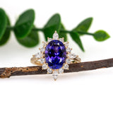 Prisha 14K Yellow Gold Tanzanite Diamond Ring | Oval Shape 10.4x8.4mm