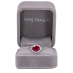 14K white gold Madagascar ruby ring with diamond accents