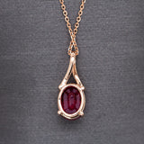 Ondine 14K Rose Gold Madagascar Ruby and Diamond Pendant | OV 9x7mm