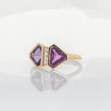 Kahani 1.9Ct Pink & Purple Sapphire Ring with Natural Diamond Accents in Solid 14K Gold: Elegant Bi-Color Sapphire Ring