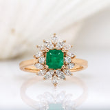 Elisa 14K Yellow Gold Colombian Emerald and Natural Diamonds Ring | AS 5mm