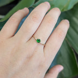 Eira 14K Yellow Gold Tsavorite Garnet and Diamond Ring | RD 4mm