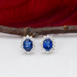14K white gold ceylon blue sapphire earrings