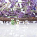 14K white gold demantoid garnet earrings