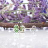 14K white gold demantoid garnet earrings