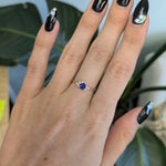14K yellow gold Ceylon blue sapphire ring with diamond accents