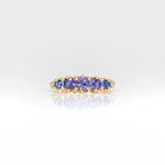 18K yellow gold estate ring with blue and purple sapphires
