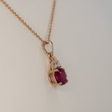 Madagascar Ruby Pendant with Earth Mined Diamonds in Solid 14K Gold – Round 4.5mm Natural Ruby Jewelry