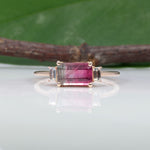14K rose gold bi-color tourmaline ring