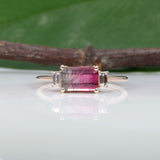14K rose gold bi-color tourmaline ring