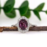 Divya 14K White Gold Purple Spinel Diamond Ring | Oval Shape 8x6mm