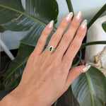 14K yellow gold marquise tsavorite garnet estate ring with diamond accents