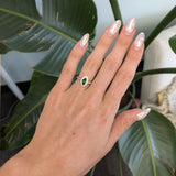14K yellow gold marquise tsavorite garnet estate ring with diamond accents