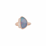 Ates Solid 14k Gold Boulder Opal Ring with Natural Diamonds Accents