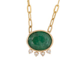 4.9ct Natural Emerald and Diamond Pendant Necklace in Solid 14K Gold with Attached Chain – Elegant Green Gemstone Jewelry for Women