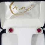 14K yellow gold burma ruby earrings