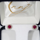 14K yellow gold burma ruby earrings