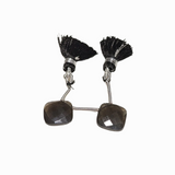Black Moonstone Drilled Matched Pair Gemstones Cushion Shape- Side Drilled and Faceted Gems 13x13mm