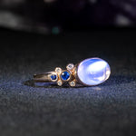 14K rose gold rainbow moonstone ring