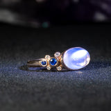 14K rose gold rainbow moonstone ring