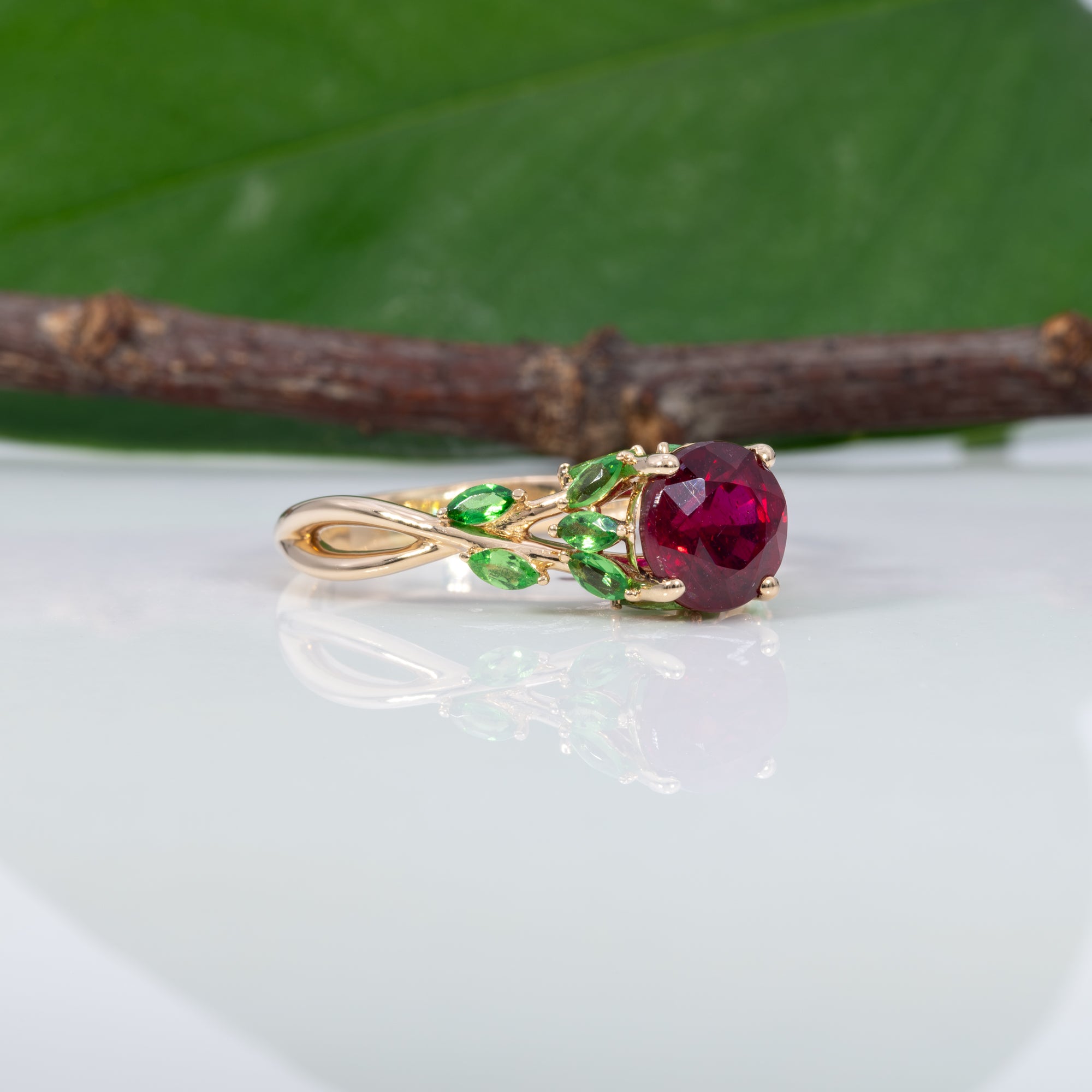 14K yellow gold madagascar ruby ring