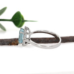Rashmita 14K White Gold 1.5cts Aquamarine Diamond Ring | Emerald Cut 8x6mm