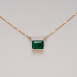 14K Yellow Gold Zambian Emerald Necklace