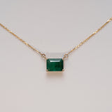 14K Yellow Gold Zambian Emerald Necklace