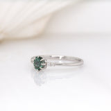 Qala 14K White Gold Ceylon Teal Sapphire and Diamond Ring | OV 5x4mm
