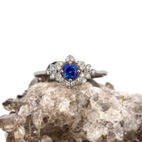 Stacy 14K White Gold AAA Ceylon Sapphire Diamonds Ring | Round 4.6mm