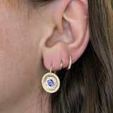 Mahi 14K Yellow Gold Tanzanite Diamond Earrings | Round 5mm