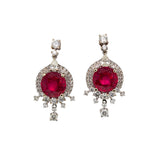 Rini 14K White Gold Madagascar Ruby Diamond Earrings | Round 8mm
