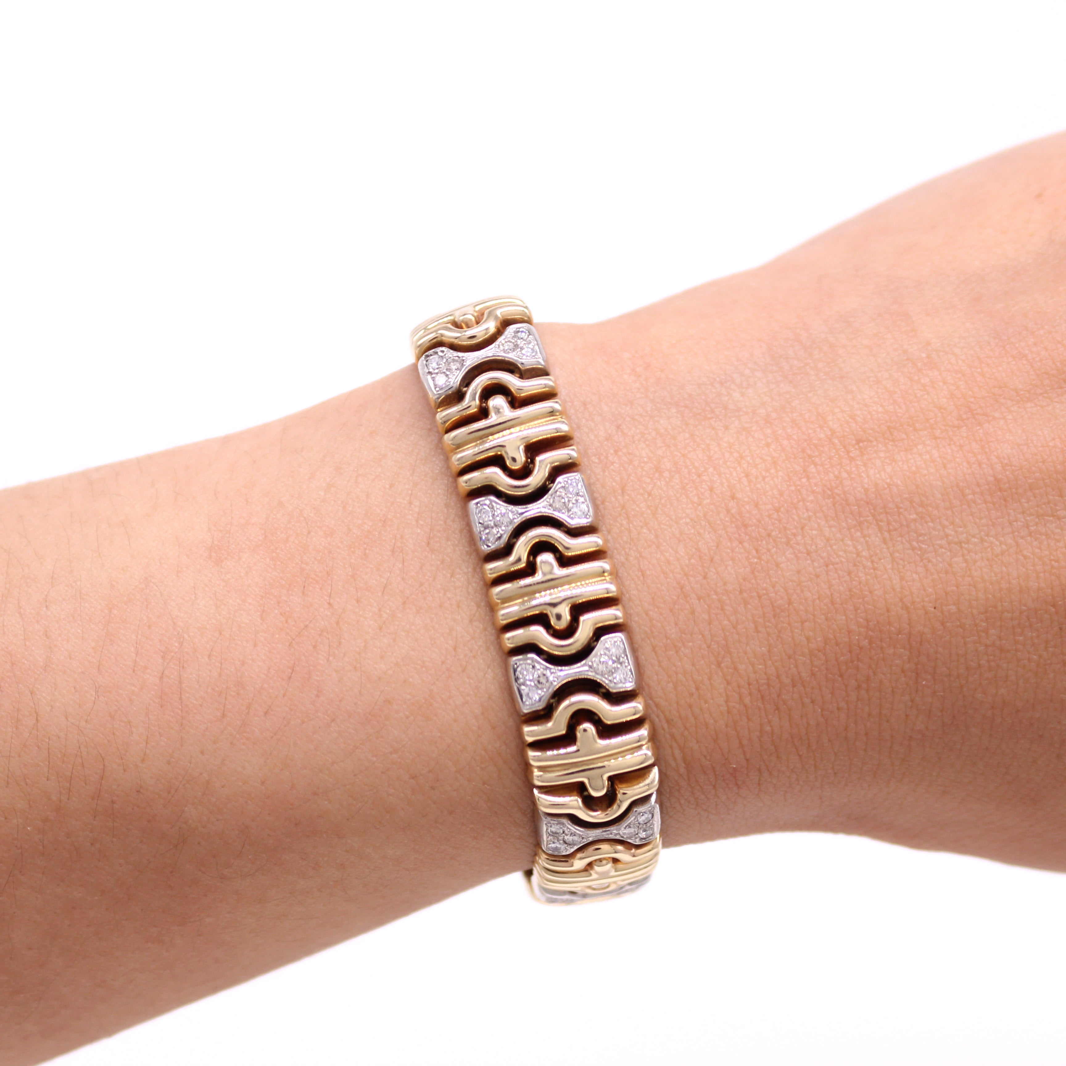 Previously Loved 14K Dual Yellow White Gold w Diamond Bracelet