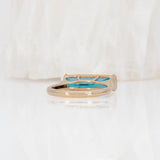 Echo Solid 14K Gold Blue Zircon Solitaire Ring, Emerald cut 16.4x4.5mm