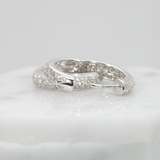 Diamond Huggie Hoop Earrings in 14K White Gold | Diamond Accents | Round Cut | April Birthstone
