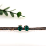 Lyila 14K Gold 1.4cts Emerald Solitaire Stud Earrings | Oval 7x5mm