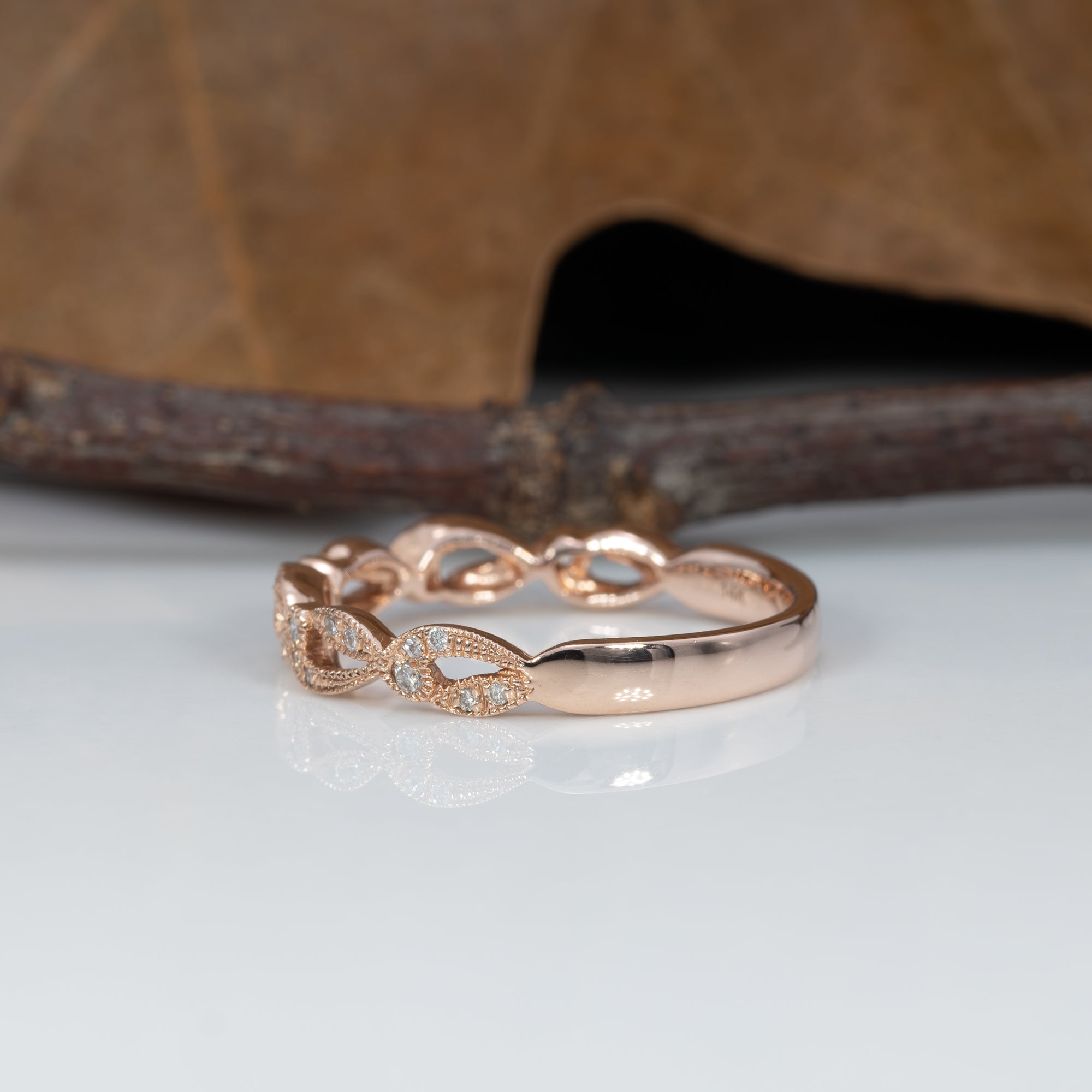 14K rose gold diamond band