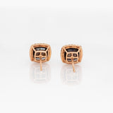 Meryl Golden Sheen Sapphire Earrings with Natural  Diamonds Halo: Solid 14k Gold