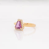 Suki 14k Solid Gold Purple Sapphire Ring with Natural Diamonds Accents | Trillion 8x7mm